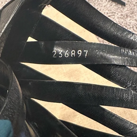 PRE-LOVED GUCCI Women's Calfskin LIFFORD Cage Platform Sandals 6" Heels - Picture 15 of 15